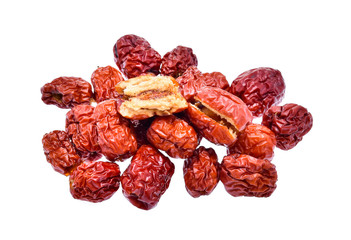 Dried red date or Chinese jujube on white background
