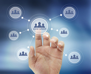 Hand touch virtual a icon social network