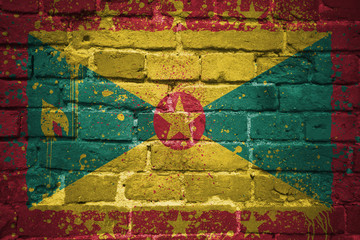 painted national flag of grenada on a brick wall