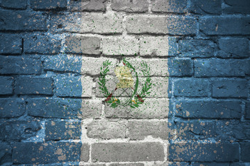 painted national flag of guatemala on a brick wall