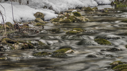 Biely creek with stones and clean water