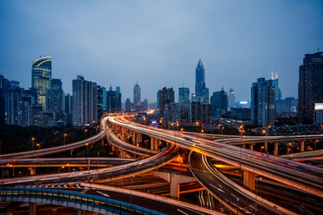 urban traffic with cityscape in city of China.