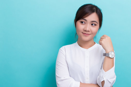 Asian woman with her watch