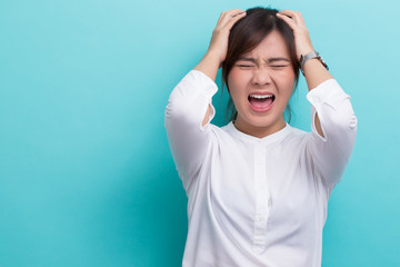 Angry woman on isolated background