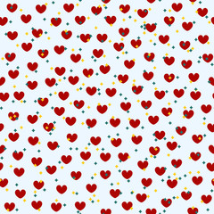 Heart pattern with stars. Seamless vector valentine background