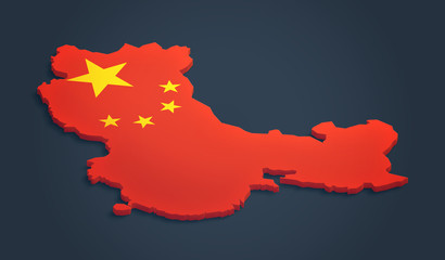 China 3D map dark background