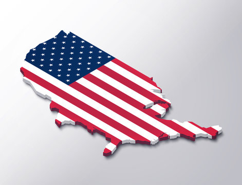USA 3D map white background