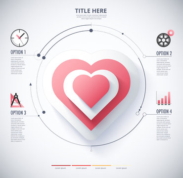 infographic diagram of Heart  and love concept. included icon and text.