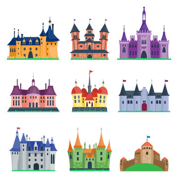 Cartoon castle architecture vector illustration