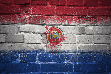 painted national flag of paraguay on a brick wall