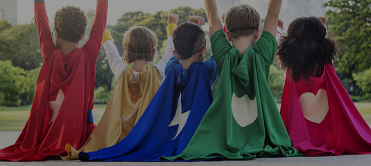Superheroes Cheerful Kids Expressing Positivity Concept © Rawpixel.com