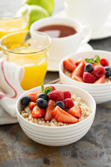 Steel cut oatmeal porridge with fresh berries