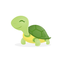 Fototapeta premium Happy cute turtle walking with smile, Vector illustration.