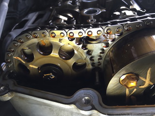 Close up car engine