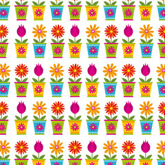 background with flowers in a pot icons. colorful design. vector illustration