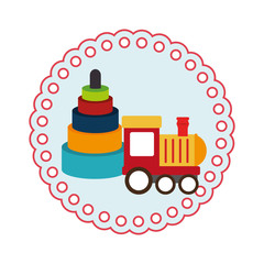 round shape with kids toys and train vector illustration