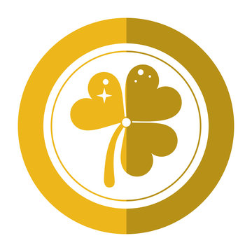 st patricks day gold coin clover shadow vector illustration eps 10