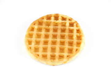 single waffle on white background