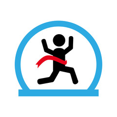 circle shape with runner crossing finish line vector illustration