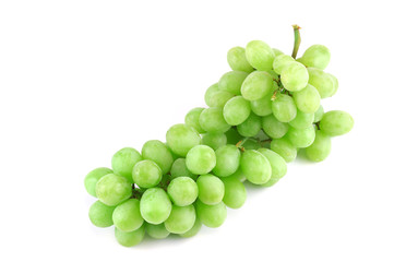 fresh green grapes isolated on white background