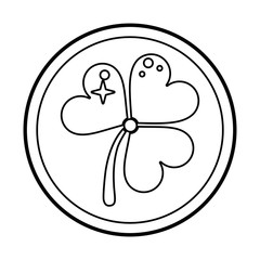 st patricks day gold coin clover thin line vector illustration eps 10