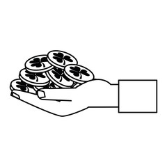 st patricks day hand coins thin line vector illustration eps 10