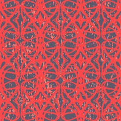 Hand drawn vintage pattern with red lines