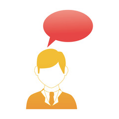 oval callout for dialogue with man half body and suit without face vector illustration