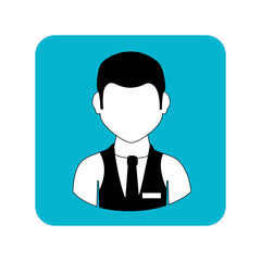 square frame with half body man with waistcoat and tie vector illustration