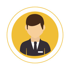 circular frame with half body man with formal suit with tie vector illustration