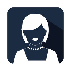 monochrome square shape with half body woman with necklace vector illustration