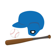 color silhouette with ball and helmet and baseball bat vector illustration