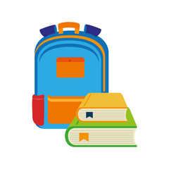 color silhouette with school briefcase and books vector illustration
