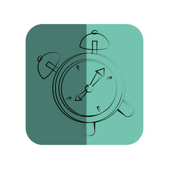 sketch of alarm clock in square frame vector illustration