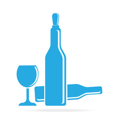 Wine bottle and glass icon