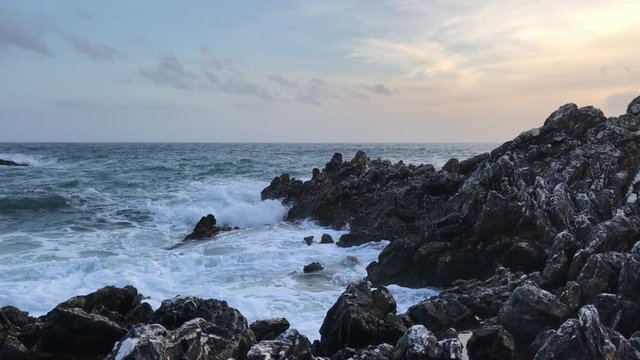 Ascea stones at sunset, Cilento, Italy, 4K
