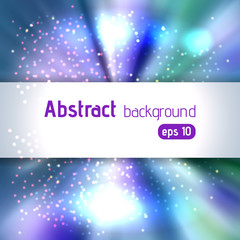 Fototapeta premium Rays background with place for text. Abstract motion blur background with power explosion. Vector illustration. Blue, white, green colors.