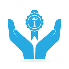 Award in hand icon, recommend, appreciate concept