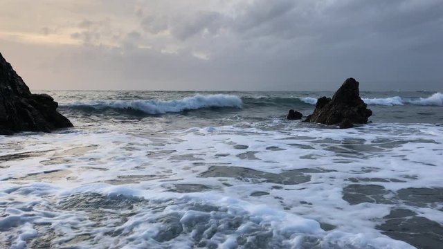 Waves on the beach, Ascea, Cilento, Italy, 4K 