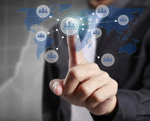 Hand touch virtual a icon social network