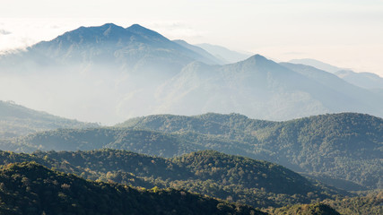 Layer of mountain and misty.
