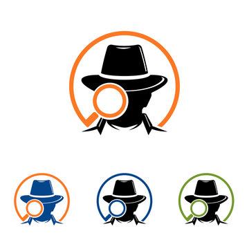 Find Search Spy Cowboy Detective Magnifying Glass Logo