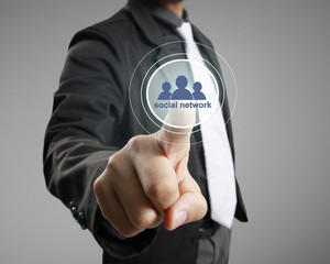 Hand touch virtual a icon social network