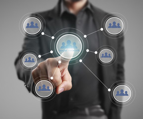 Hand touch virtual a icon social network