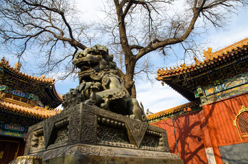 the copper lion Statue in Chinese style