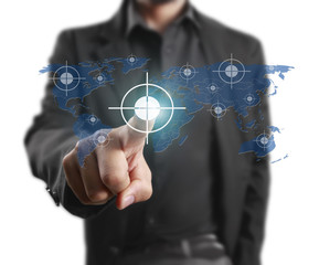 Hand touch virtual a icon social network