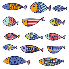 Fototapeta premium Colorful fish set.