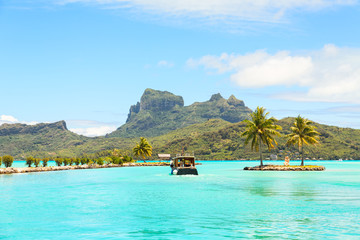 Boat shuttle station on Bora Bora, Tahiti, French Polynesia
