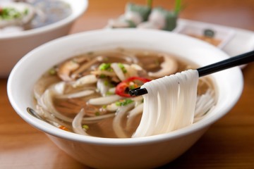 Fresh beef and onion, light and delicious beef rice noodle made of ingredients