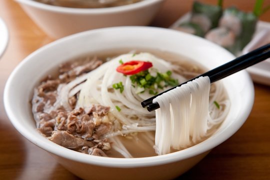 Fresh beef and onion, light and delicious beef rice noodle made of ingredients